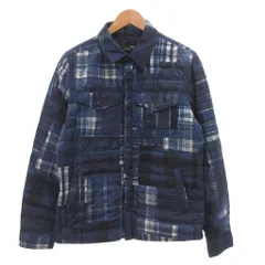 アールエルエックス ラルフローレン RLX RALPH LAUREN ダウンジャケット シャツジャケット パッチワークプリント チェック柄 S 青 ブルー /JS ■GY01