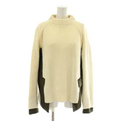 サカイ sacai 19AW メルトンドッキングフラップポケットプルオーバーニット セーター ウール 長袖 ハイネック 1 アイボリー カーキ 19-04537 /XZ ■GY1のサムネイル