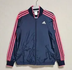アディダス ネイビー ピンク 3本線 ウィンドブレーカー ジャケット