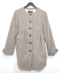 【229787】URBAN RESEARCH DOORS アーバンリサーチドアーズ  ノーカラーコート　アウター　ウール　ベルト付き　日本製　フリーサイズ  ・ ベージュ系