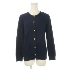 ドゥーズィエムクラス DEUXIEME CLASSE ニットカーディガン クルーネック 長袖 カシミヤ混 金ボタン 紺 ネイビー /AH1 ■GY18