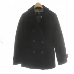 バーバリー ロンドン BURBERRY LONDON Pコート ウール 40 黒 ブラック 無地 ダブルブレスト 長袖 アウター ショート丈 ノバチェック FN027-777-09 /PP ■GY40