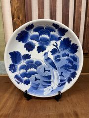 古伊万里 志田焼【虎文 染付 大皿】江戸後期〜明治期 29.5cm (35