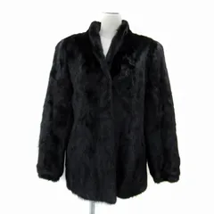ブラックミンクファーコート 毛皮コート ハーフ丈 無地 15 黒 ブラック /SY54 ■GY13
