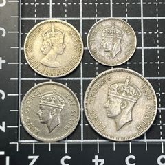 4枚英国1シリング銀貨 2種セット(イングランド、スコットランド様式各2