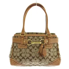 コーチ COACH ハンドバッグ トート キャンバス レザー シグネチャー 総柄 ロゴ 茶色 ブラウン 10507 /XZ ■GY11