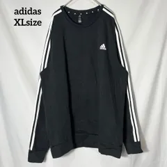 【adidas】アディダス 袖ライン ワンポイントロゴ オーバーサイズ スウェット トレーナー プルオーバー クロ US古着 USA輸入 XLsize