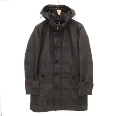 ブラックレーベルクレストブリッジ BLACK LABEL CRESTBRIDGE 51F60-760-08 スプリングコート フード チェック柄 ミドル丈 M 黒 ブラック グレー /JS ■GY18