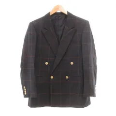バーバリーズ Burberrys ヴィンテージ ブレザー テーラードジャケット ダブルブレスト チェック柄 金ボタン 紺 ネイビー 緑 グリーン  マルチカラー /UO ■GY18