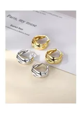 ウェーブデザイン フープピアス ゴールド シルバー