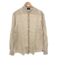 エンポリオアルマーニ EMPORIO ARMANI バンドカラーシャツ 長袖 リネン M グレー /FF ■GY03