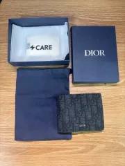 ディオール オブリーク ジャカード 二つ折り財布 ブラック