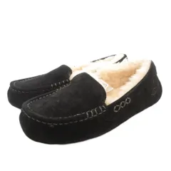 アグ オーストラリア UGG australia ANSLEY アンスレー ローファー モカシン ボア ロゴ スエード 22cm 黒 ブラック 3312 /FF ■GY13