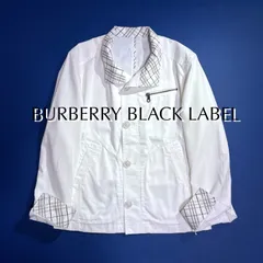 kX69 訳あり BURBERRY BLACK LABEL 裏地 ノバチェック ブルゾン コットンジャケット デニムジャケット ジャンパー 袖返し 襟返し ホワイト 白 ベージュ L バーバリー