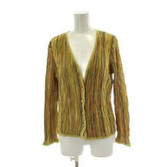 ミッソーニ MISSONI カーディガン ニット 42 黄 イエロー マルチカラー ストライプ柄 Vネック 長袖 トップス /PP ■GY44