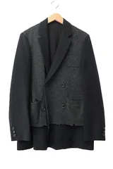 アンダーカバー UNDERCOVER ダメージ加工 ニット ドッキング レイヤード ジャケット ブレザー UCT4106 1 ブラック グレー ブランド古着ベクトル 中古260217のサムネイル