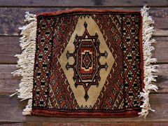 RAGB209 ヴィンテージ ミニラグ トライバルラグ 絨毯 30.5cm×29.5cm