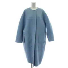 ドゥロワー Drawer D WT W/CA REVER リバーノーカラーコート カシミヤ混 38 水色 ブルー ドルマンスリーブ 6525-234-0576 /PP ■GY19