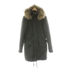 バーバリーブラックレーベル BURBERRY BLACK LABEL モッズコート L カーキ 長袖 フード ファー付き ロング丈 アウター ノバチェック BMP59-524-78 /PP ■GY40