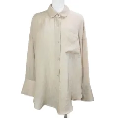 コラージュ ガリャルダガランテ COLLAGE GALLARDAGALANTE 美品 シャツ CLZ1021404A0005 長袖 プリーツ ワッシャー加工 ドロップショルダー シェルボタン フリーサイズ ベージュ /X