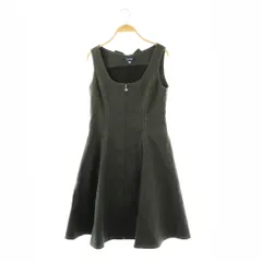 エムズグレイシー M'S GRACY リボン フロントジップ ノースリーブ ワンピース 膝丈 36 ダークグレー /HK ■OS