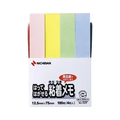 （まとめ） ニチバン ポイントメモ(R) はってはがせる粘着メモ F-3K 混色：黄 青 桃 緑 4個入 〔×10セット〕