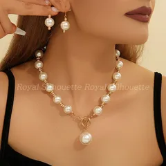 ネックレス ピアス アクセサリー 2点セット パール ゴールドカラー 前撮り プリンセス 可愛い ウェディング お呼ばれ 食事会 ディナー 演奏会  コスプレ フェミニン 結婚式 花嫁 二次会 ガーリー パーティー