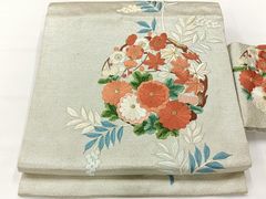 紬八寸名古屋帯（丸に花文）正絹美品 - メルカリ