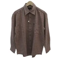 シンプルライフ SIMPLE LIFE カジュアルシャツ 長袖 チェック柄 M 茶 ブラウン /SM41 ■GY58