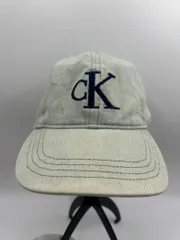 Calvin Klein カルバンクライン CK ロゴ 刺繡 デニム ベースボールキャップ キャップ 帽子 ブルー OSサイズ 58cm N-05