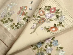 平和屋着物●中国三大刺繍　スワトウ刺繍　総刺繍　訪問着　琵琶　草花文　金糸　正絹　逸品　CABE2239yc