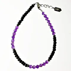 ブレスレット 天然石 アメジスト スピネル ブラック パープル ハンドメイド 日本製 パワーストーン シルバー925 ビーズ 天然石 MADE IN JAPAN ミックス ブレスレット メンズ シンプル ブレスレット M&R エムアンドアール 送料無料