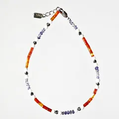 アンクレット 天然石 アゲート アイオライト オレンジ ブルー ハンドメイド 日本製 パワーストーン シルバー925 ビーズ 天然石 MADE IN JAPAN ミックス メンズ シンプル レディース M&R エムアンドアール 送料無料