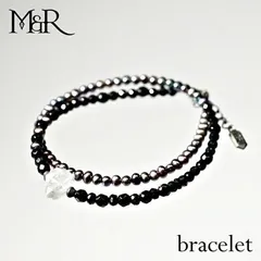 2連ブレスレット 天然石 パール クオーツ ブラック ハンドメイド 日本製 パワーストーン シルバー925 ビーズ 天然石 MADE IN JAPAN ミックス ブレスレット メンズ シンプル ブレスレット レディース M&R エムアンドアール 送料無料
