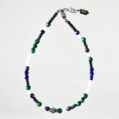 アンクレット 天然石 ラピス・ラズリ マラカイト アゲート ブルー グリーン ホワイト ハンドメイド 日本製 パワーストーン シルバー925 ビーズ 天然石 MADE IN JAPAN ミックス メンズ シンプル レディース M&R エムアンドアール 送料無料