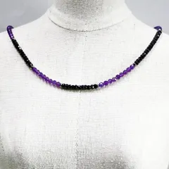 ネックレス 天然石 アメシスト スピネル パープル ブラック ハンドメイド 日本製 パワーストーン シルバー925 天然石 MADE IN JAPAN ミックス ネックレス メンズ シンプル ネックレス レディース M&R エムアンドアール 送料無料