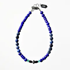 ブレスレット 天然石 デュモルチェライト ラピス・ラズリ ブルー　ハンドメイド 日本製 パワーストーン シルバー925 ビーズ 天然石 MADE IN JAPAN ミックス ブレスレット メンズ シンプル ブレスレット M&R エムアンドアール 送料無料