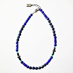 アンクレット 天然石 デュモルチェライト ラピス・ラズリ ブルー ハンドメイド 日本製 パワーストーン シルバー925 ビーズ 天然石 MADE IN JAPAN ミックス メンズ シンプル レディース M&R エムアンドアール 送料無料