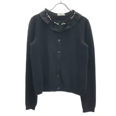 MOSCHINO モスキーノ パールフリルネック カーディガン  ブラック 42のサムネイル