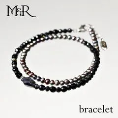 2連ブレスレット 天然石 パール アイオライトブラック ハンドメイド 日本製 パワーストーン シルバー925 ビーズ 天然石 MADE IN JAPAN ミックス ブレスレット メンズ シンプル ブレスレット レディース M&R エムアンドアール 送料無料