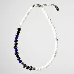 アンクレット 天然石 パール ラピス・ラズリ ホワイト ブルー ハンドメイド 日本製 パワーストーン シルバー925 ビーズ 天然石 MADE IN JAPAN ミックス メンズ シンプル レディース M&R エムアンドアール 送料無料