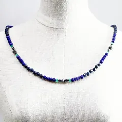 ネックレス 天然石 デュモルチェライト ラピス・ラズリ ブルー ハンドメイド 日本製 パワーストーン シルバー925 ビーズ 天然石 MADE IN JAPAN ミックス ネックレス メンズ シンプル ネックレス レディース M&R エムアンドアール 送料無料
