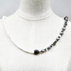 ネックレス 天然石 パール、ガーネット、ホワイト ハンドメイド 日本製 パワーストーン シルバー925 ビーズ 天然石 MADE IN JAPAN ミックス ネックレス メンズ シンプル ネックレス レディース M&R エムアンドアール 送料無料