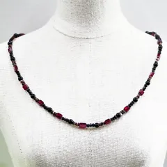 ネックレス 天然石 ガーネット スピネル ハンドメイド 日本製 パワーストーン シルバー925 ビーズ 天然石 MADE IN JAPAN ミックス ネックレス メンズ シンプル ネックレス レディース M&R エムアンドアール 送料無料