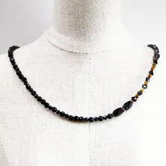 ネックレス 天然石 タイガー・アイ スピネル ブラック ハンドメイド 日本製 パワーストーン シルバー925 ビーズ 天然石 MADE IN JAPAN ミックス ネックレス メンズ シンプル ネックレス レディース M&R エムアンドアール 送料無料
