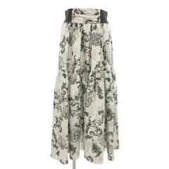 スナイデル SNIDEL 23SS ボリュームタフタプリントスカート ギャザー ティアード ロング 1 ブラック ホワイト /UO