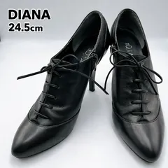 【新品に近い】DIANA レースアップパンプス レザー ブラック 24.5cm