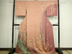 平和屋着物■訪問着　絞り　地紙枝垂れ花文　金彩　正絹　逸品　DABC0515sf