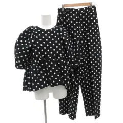 Bibiy セットアップ BETTY DOT TOP カットソー パンツ ドット パフスリーブ タック F 黒 ブラック 白 ホワイト /FF