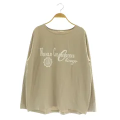 アウィーエフ AuieF クルーネック ロングスリーブ カットソー 長袖 プリント 38 ベージュ /MY ■OS